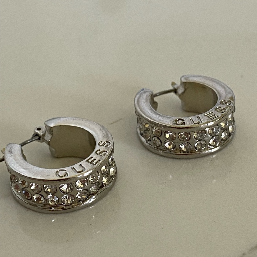 Chunky silver GUESS hoops earrings (brand new)